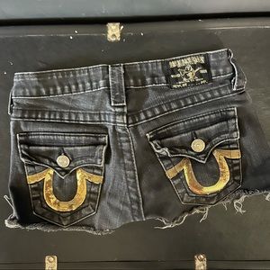 True Religion black & gold Shorts Size 25